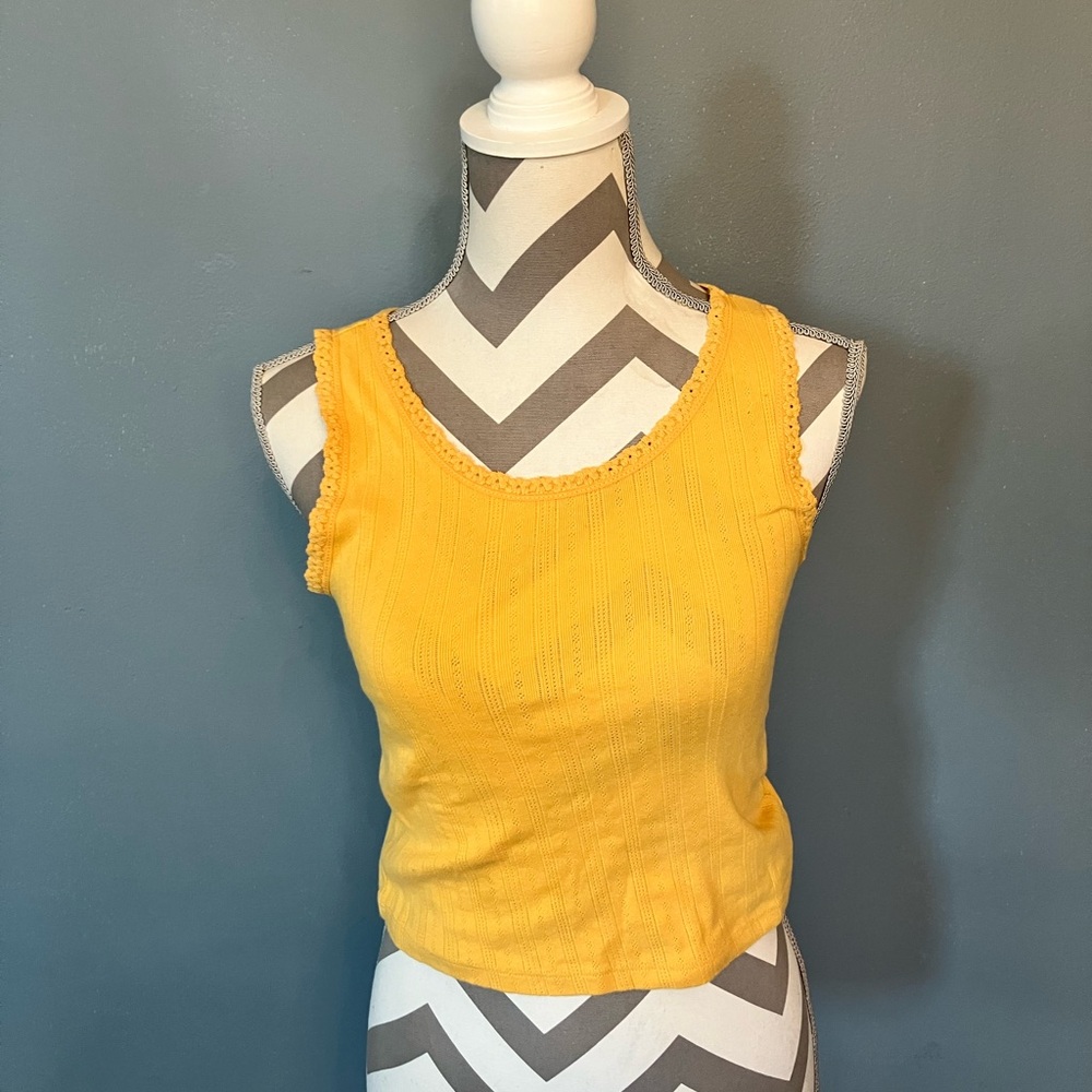 Zara Yellow Fitted Crop Tank Top